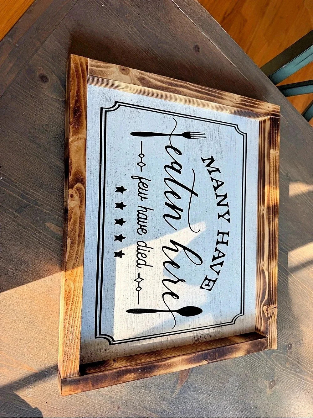 Rustic Kitchen Rules Framed Wall Sign Brown & White